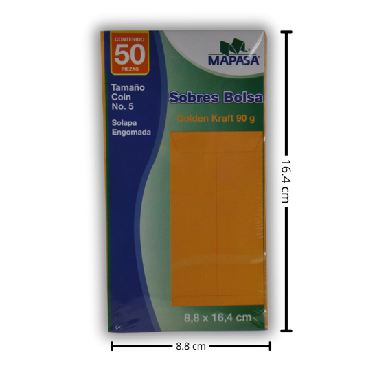 SOBRE COIN MAPASA 5-60 8.8X16.2 50 PZ ADISA