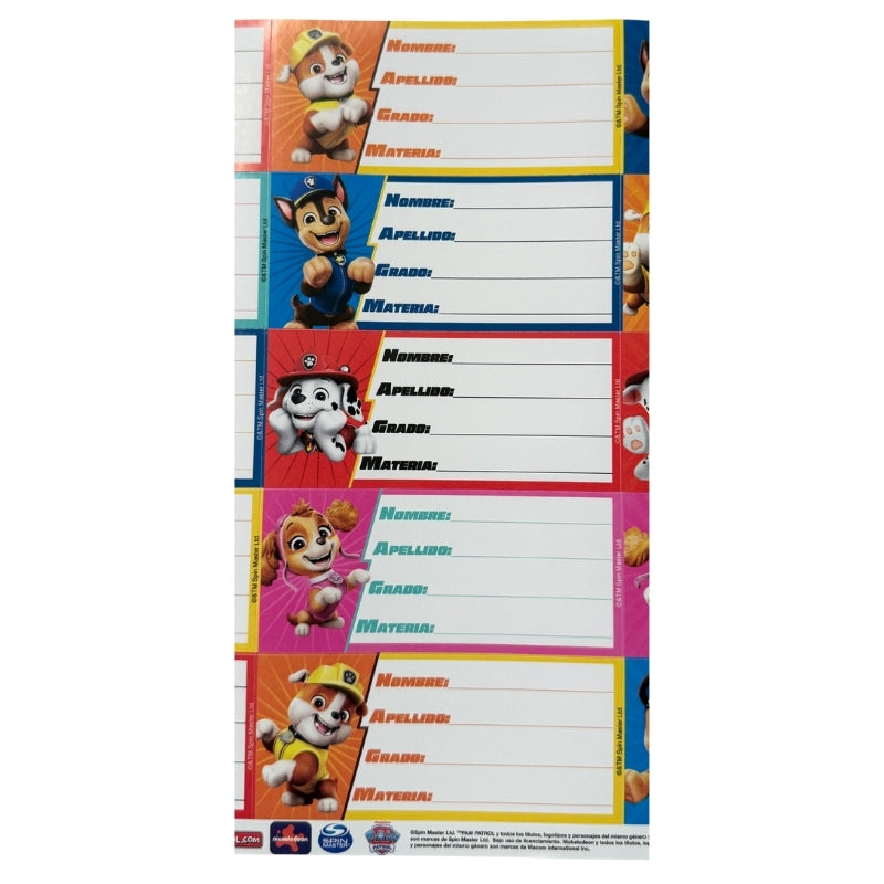 PLANILLA CALCOMANIA MATERIAS PAW PATROL GRANMARK MNK