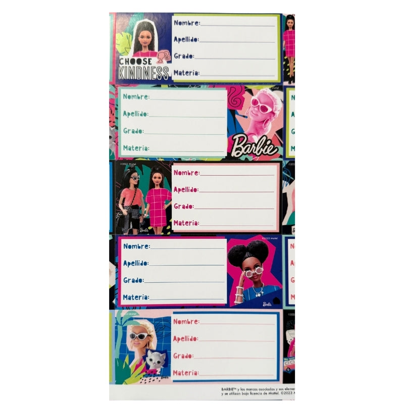 PLANILLA CALCOMANIA MATERIAS BARBIE GRANMARK MNK