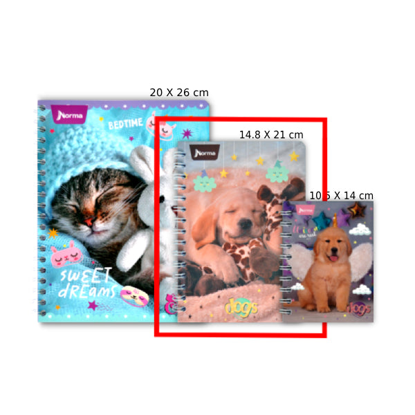 CUADERNO FRANCES DOBLE ARGOLLA DOGS 100 HJ RAYA NORMA MNK