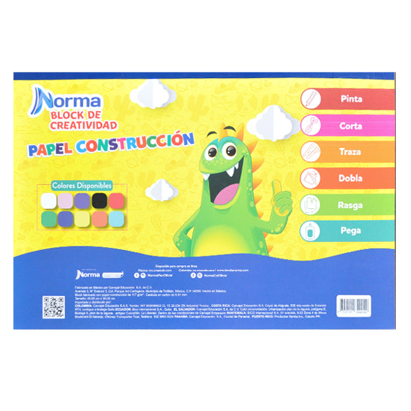 PAPEL CONSTRUCTIVO DOBLE CARTA 40 HJS NORMA MNK