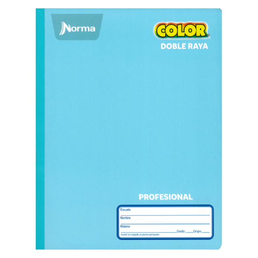 CUADERNO PROFESIONAL COSIDO COLOR 360 100 HJ DOBLE RAYA NORMA MNK