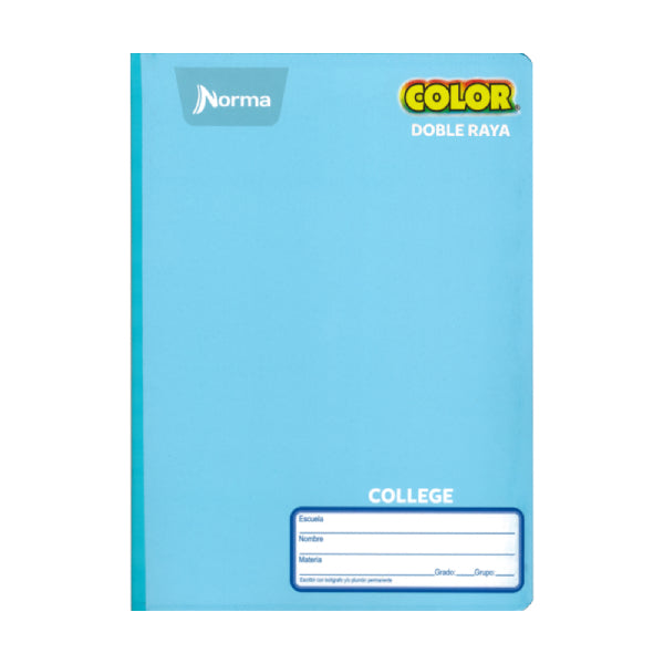 CUADERNO COLLEGE COSIDO COLOR 360 100 HJ DOBLE RAYA NORMA MNK