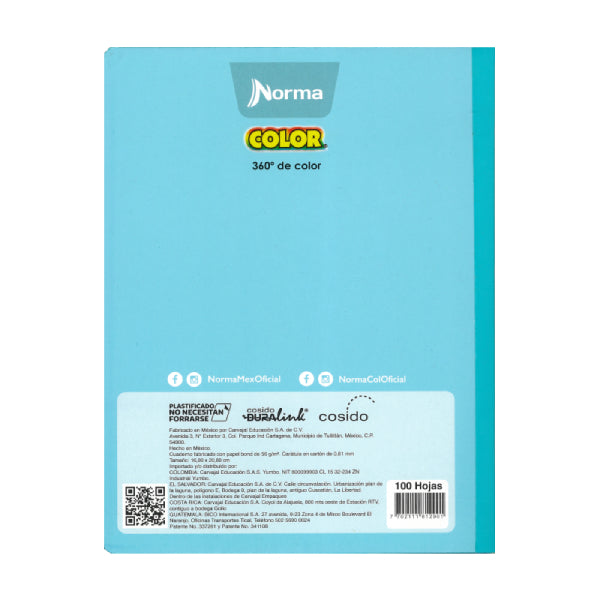 CUADERNO FRANCES COSIDO COLOR 360 100 HJ RAYA NORMA MNK