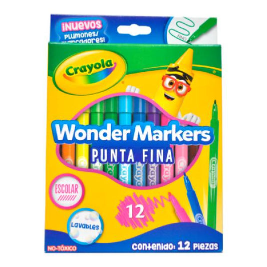 MARCADOR LAVABLE WONDER FINO 12 PZS CRAYOLA