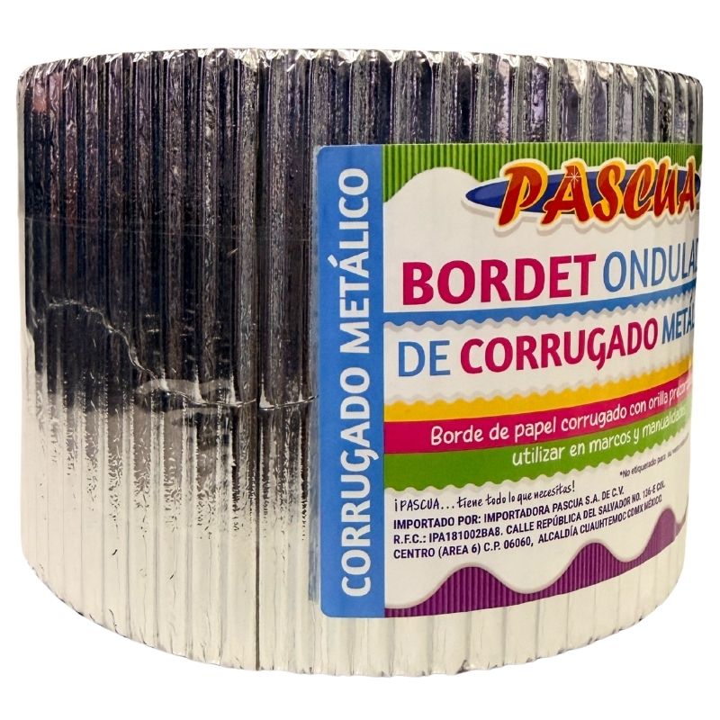 BORDETTE METALICO PLATA 5.7X15 MT PASCUA MNK