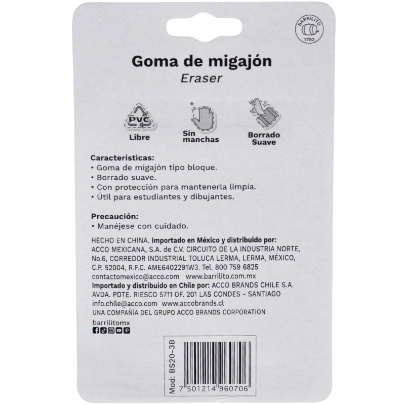 BORRADOR MIGAJON SUAVE 3 PZ BS20-3B GOBA BARRILITO MNK