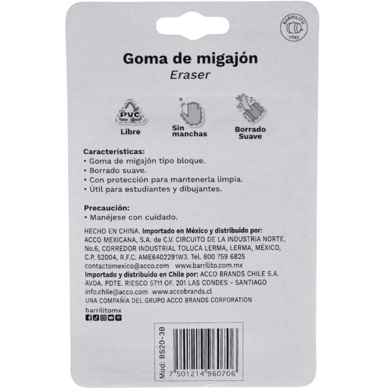 BORRADOR MIGAJON 3 PZ BM20-3B GOBA BARRILITO MNK