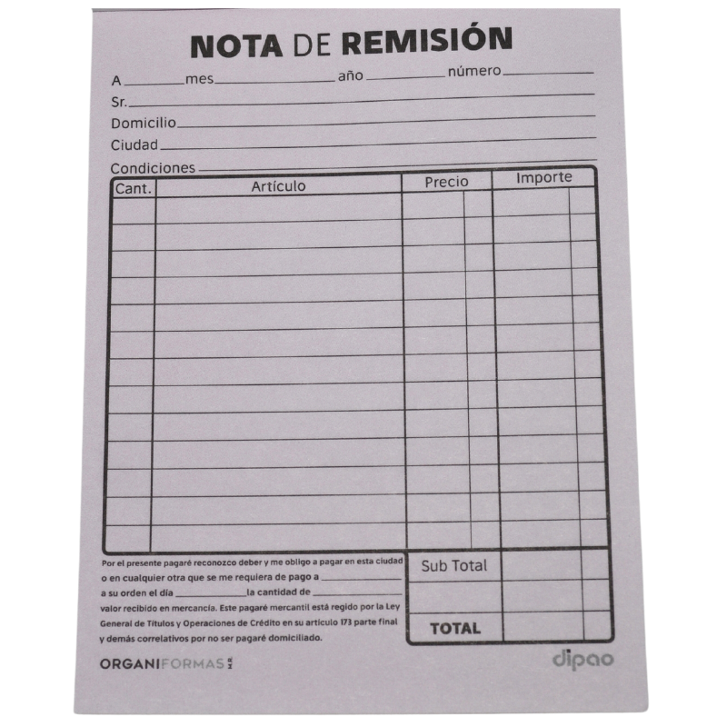 BLOCK REMISION CARBON DUPLICADO 1/8 50 HJ F-2 DIPAO