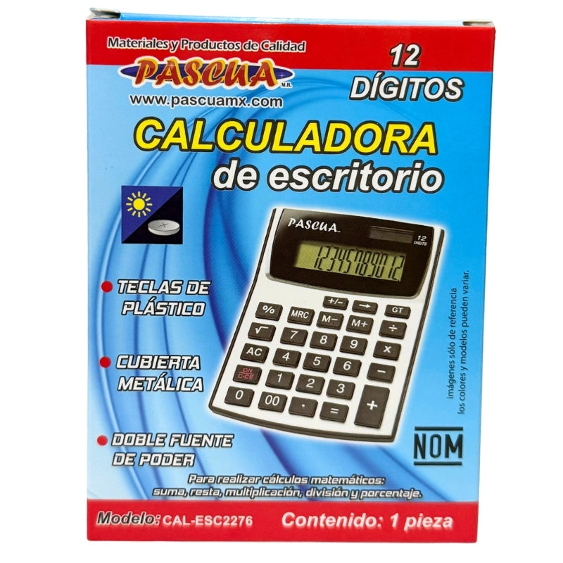 CALCULADORA BASICA ESCRITORIO CHICA 12 DIGITOS PASCUA