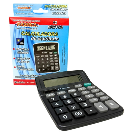 CALCULADORA BASICA ESCRITORIO MEDIANA 12 DIGITOS PASCUA