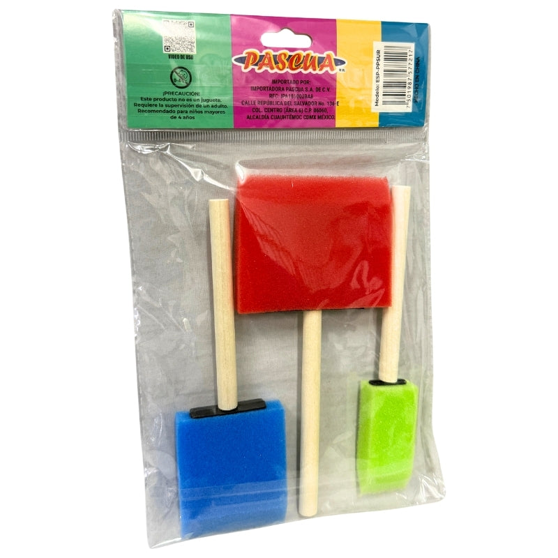 PINCEL ESPONJA SURTIDO PLANO 3 PZ PASCUA