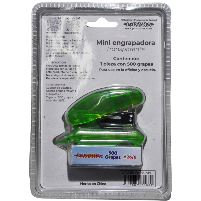 ENGRAPADORA MINI C/GRAPA ESTANDAR PA-419 PASCUA