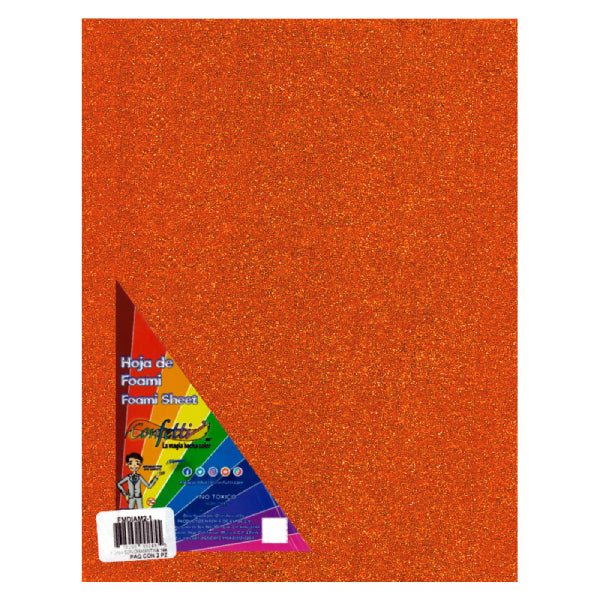 FOAMY CARTA DIAMANTINA 2 PZ NARANJA NAEN