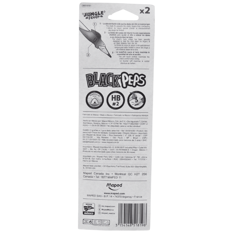 LAPIZ TRIANGULAR JUNGLE FEVER #2 HB 2 PZ MAPED MNK