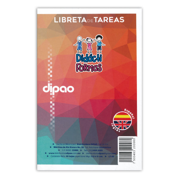 LIBRETA TAREAS ESPAÑOL INGLES DIPAO MNK