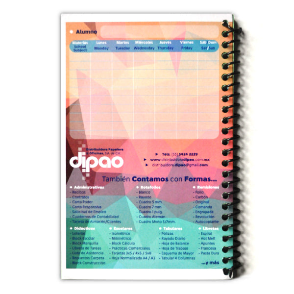 LIBRETA TAREAS ESPAÑOL INGLES DIPAO MNK