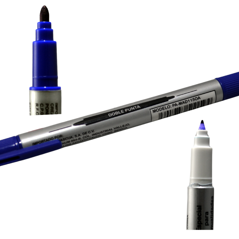 MARCADOR PERMANENTE DOBLE PUNTA AZUL PASCUA