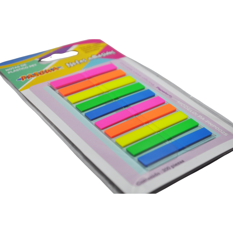 NOTAS ADHESIVAS SEÑALADORES TRANSPARENTE 200 PZS PASCUA