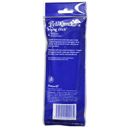 BOLIGRAFO HANG STICK MEDIANO 4 PZ PELIKAN MNK