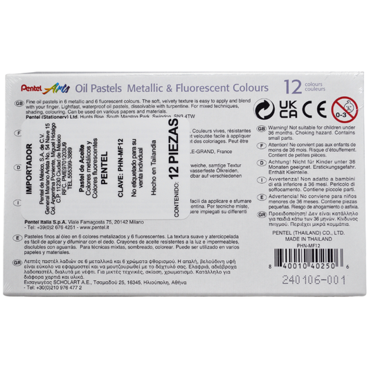 COLORES PASTEL 12 PZ FLUOSRESCENTES-METALICOS PENTEL