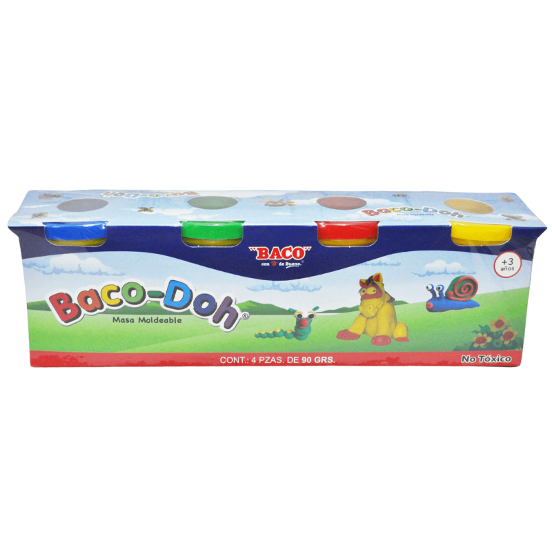 PLASTILINA BOTE 90 GR BACO-DOH 4 PZ BACO