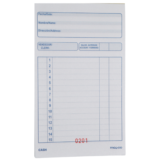 BILERA DUPLICADO PAPEL CARBON CASH MAYCO