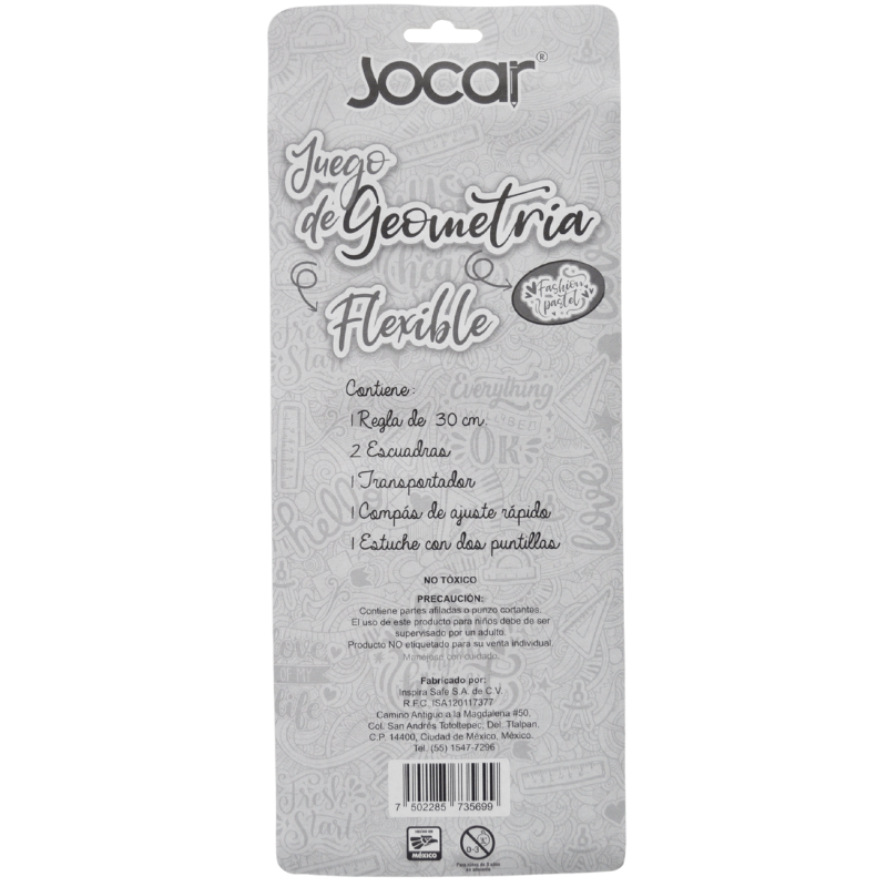 JUEGO GEOMETRIA FLEXIBLE MEDIANO PASTEL JOCAR MNK