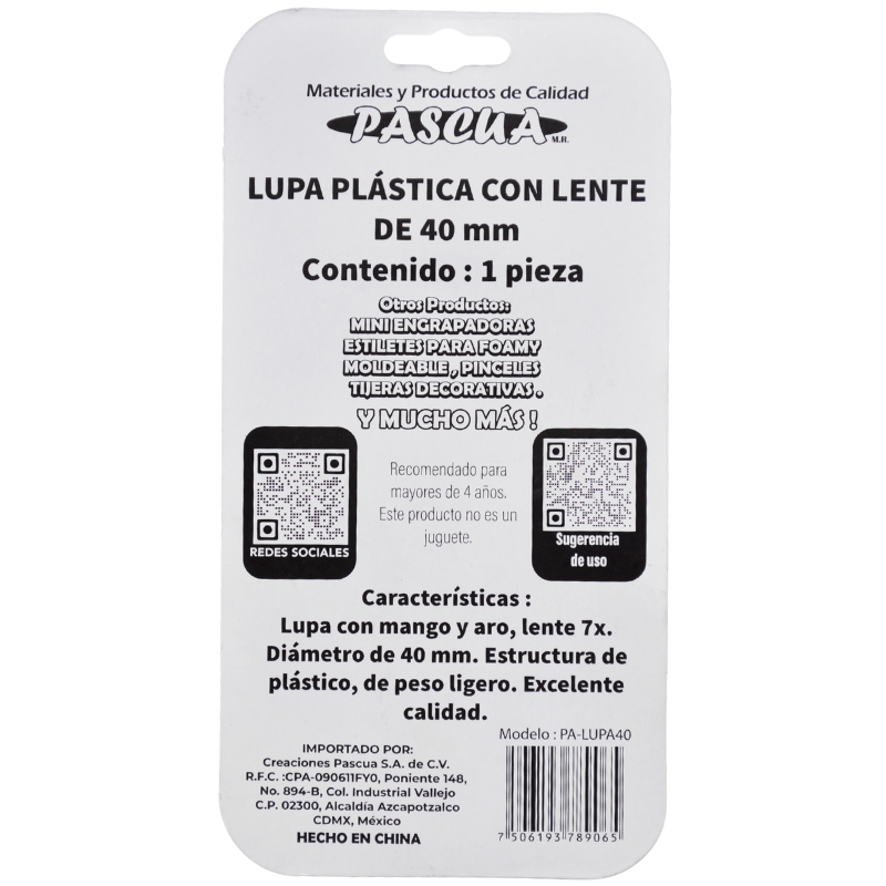 LUPA ARO PLASTICO 4 CM PASCUA