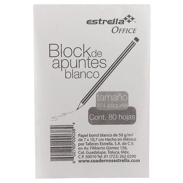 BLOCK APUNTES BLANCO 1/4 ESQUELA 80 HJ ESTRELLA