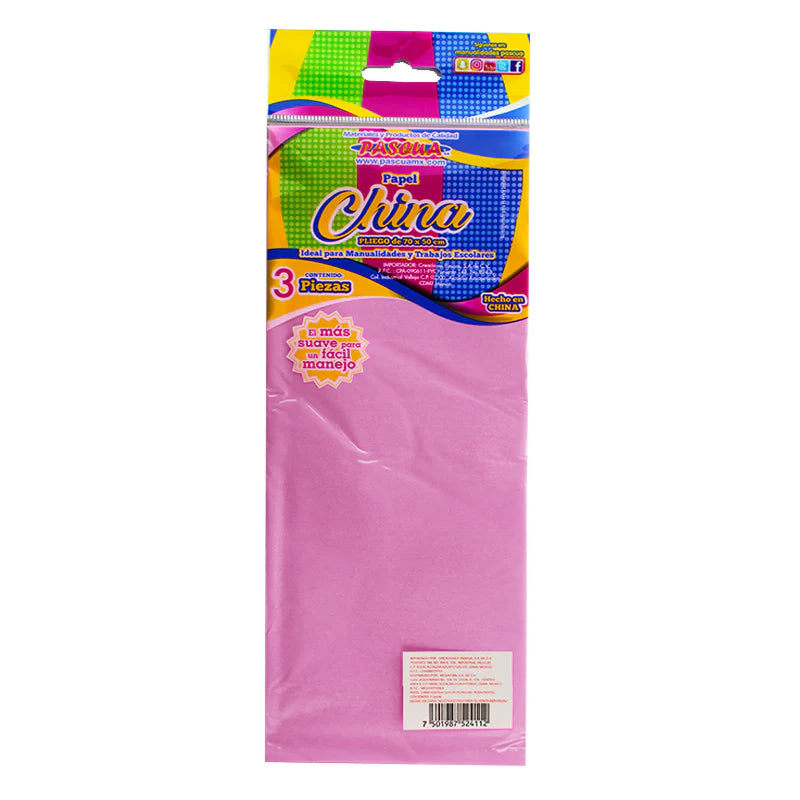 PAPEL CHINA NORMAL ROSA 3 PZ MNK