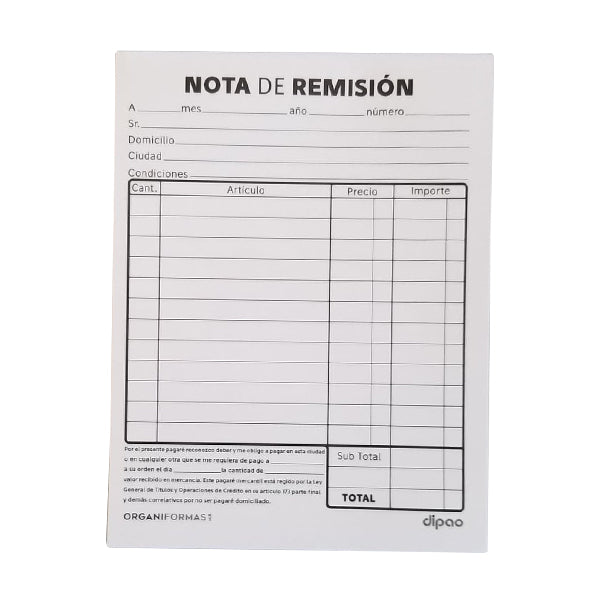 BLOCK REMISION CARBON DUPLICADO 1/8 50 HJ F-5 DIPAO