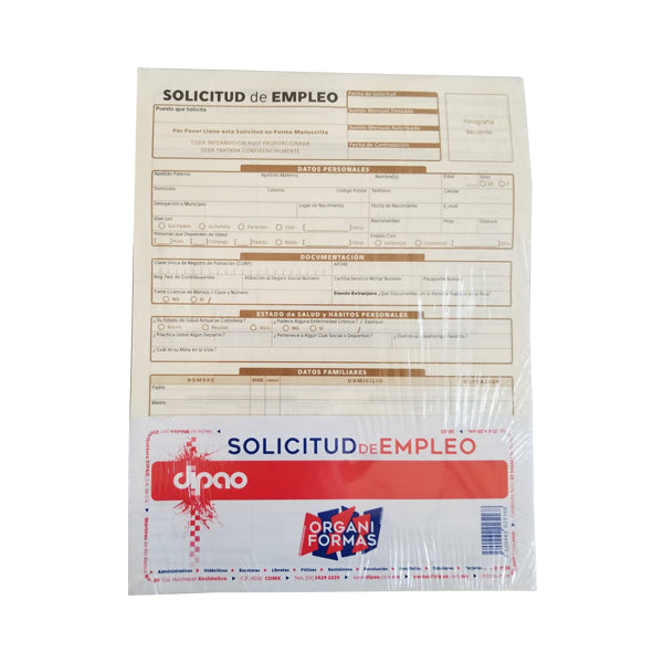 BLOCK SOLICITUD EMPLEO 25 HJ SE-25 DIPAO