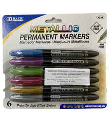MARCADOR PERMANENTE METALICO 6 PZ 1236 BAZIC