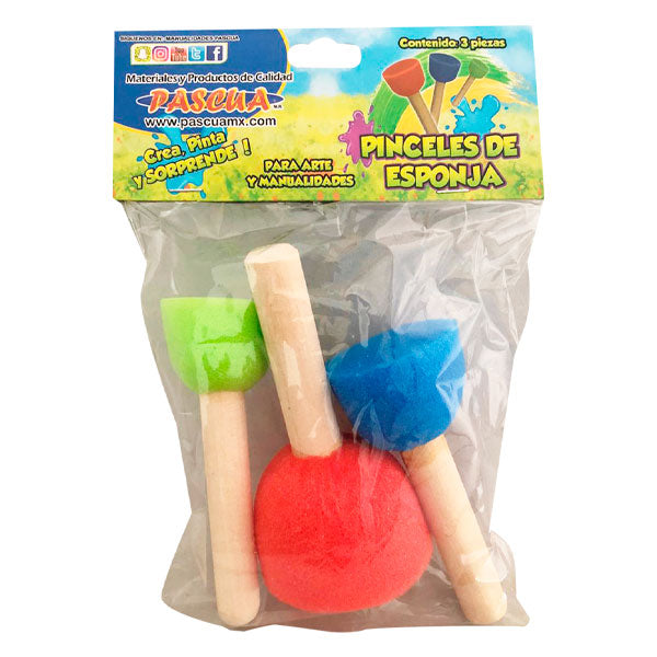 PINCEL ESPONJA SURTIDO REDONDO 3 PZ PASCUA