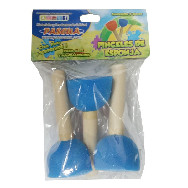PINCEL ESPONJA REDONDO MEDIANO 3 PZ PASCUA