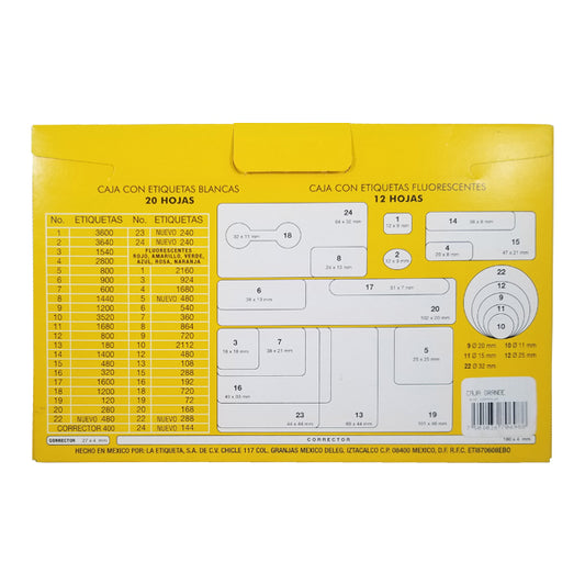 ETIQUETA NO CONTINUA #20 NARANJA LESA