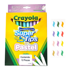 MARCADOR DELGADO PASTEL SUPER TIPS 12 PZ CRAYOLA MNK