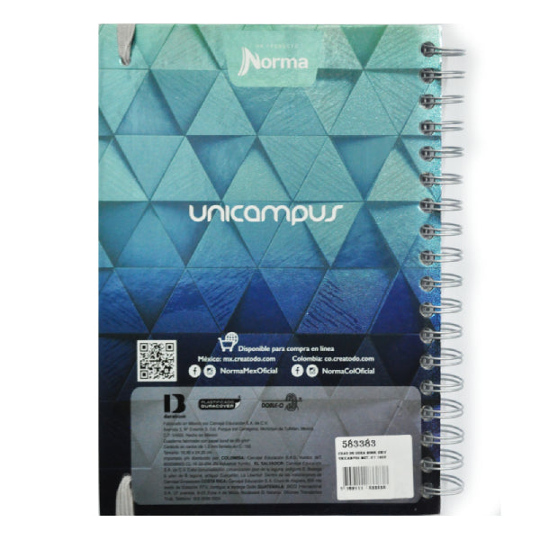 CUADERNO DOBLE ARGOLLA DURA BOOK UNICAMPUS METALICO 160 HJ C7 NORMA MNK