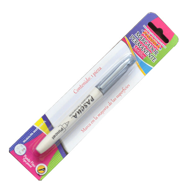 MARCADOR PERMANENTE METALICO PUNTA PINCEL PLATA PASCUA