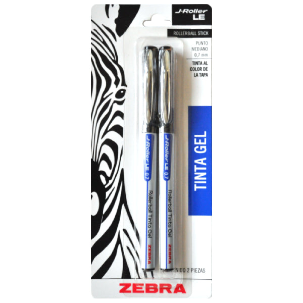 PLUMA J ROLLER GEL 0.7 MM NEGRO 2 PZ ZEBRA