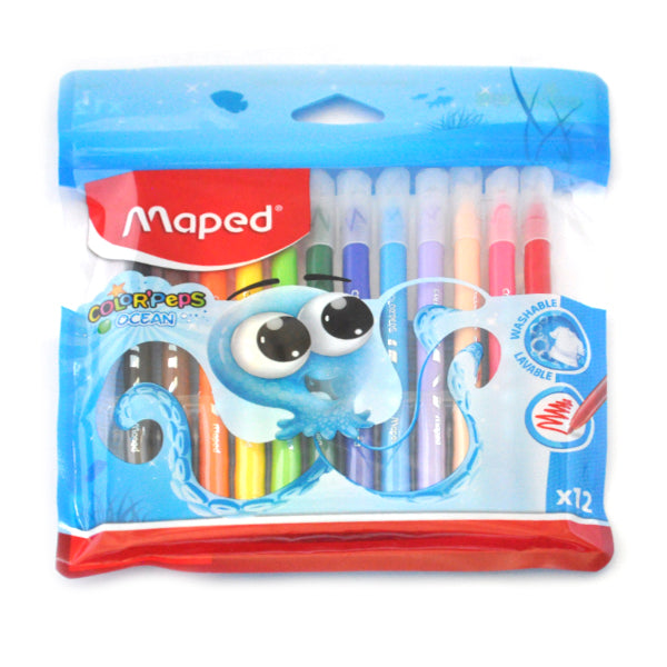 MARCADOR ESCOLAR OCEAN 12 PZ MAPED MNK