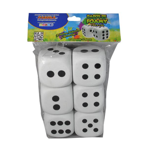 DADOS FOAMY 5 X 5 PAQUETE C/6 PZS PASCUA