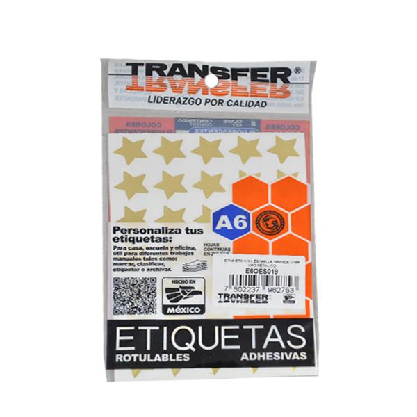 ETIQUETA ESTRELLA GRANDE ORO 105 PZ TRANSFER
