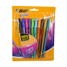 PLUMA CRISTAL COLORES FASHION 10 PZ BIC