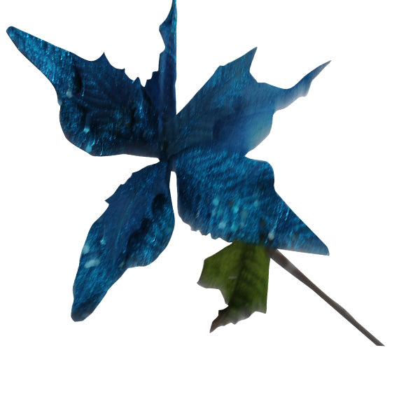 ADORNO FLOR NOCHE BUENA MQ29313-S NAVIDAD TURQUESA BRIDGECO