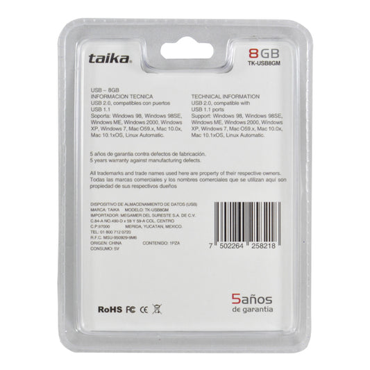 MEMORIA USB 8 GB COMPUTO