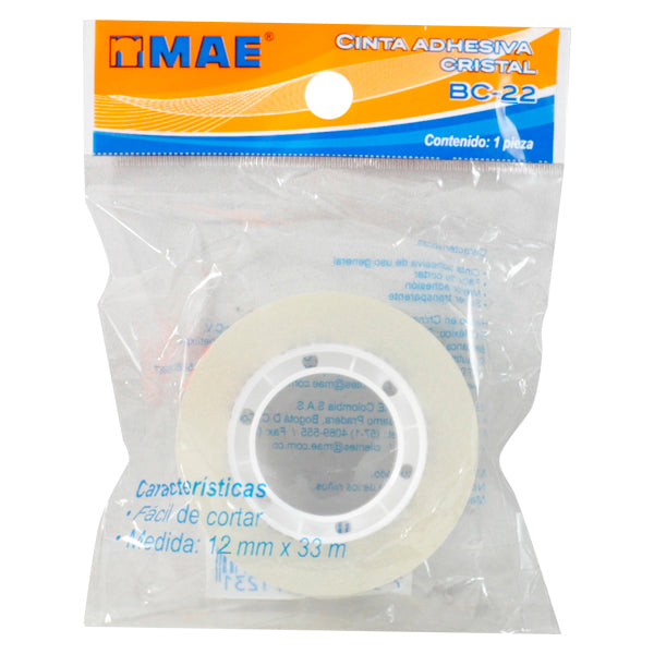 TAPE TRANSPARENTE 12X33 MT BC-22 MAE MNK
