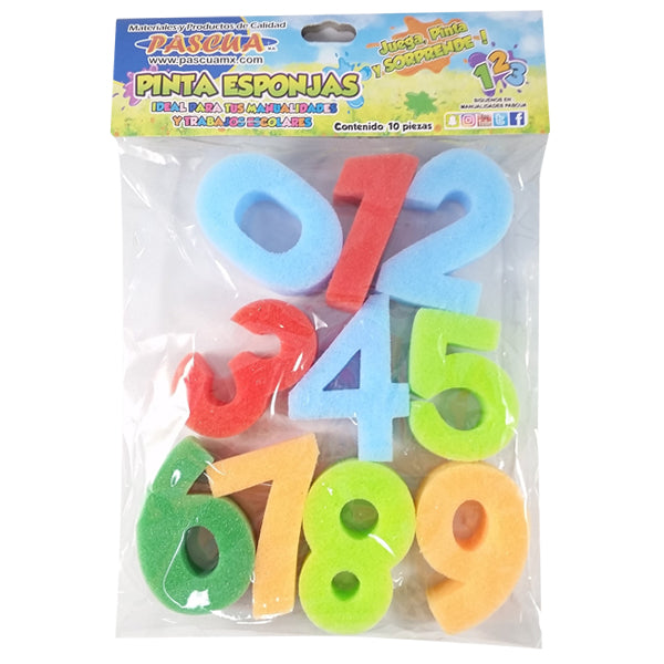 PINTA ESPONJA NUMEROS 10 PZ PASCUA
