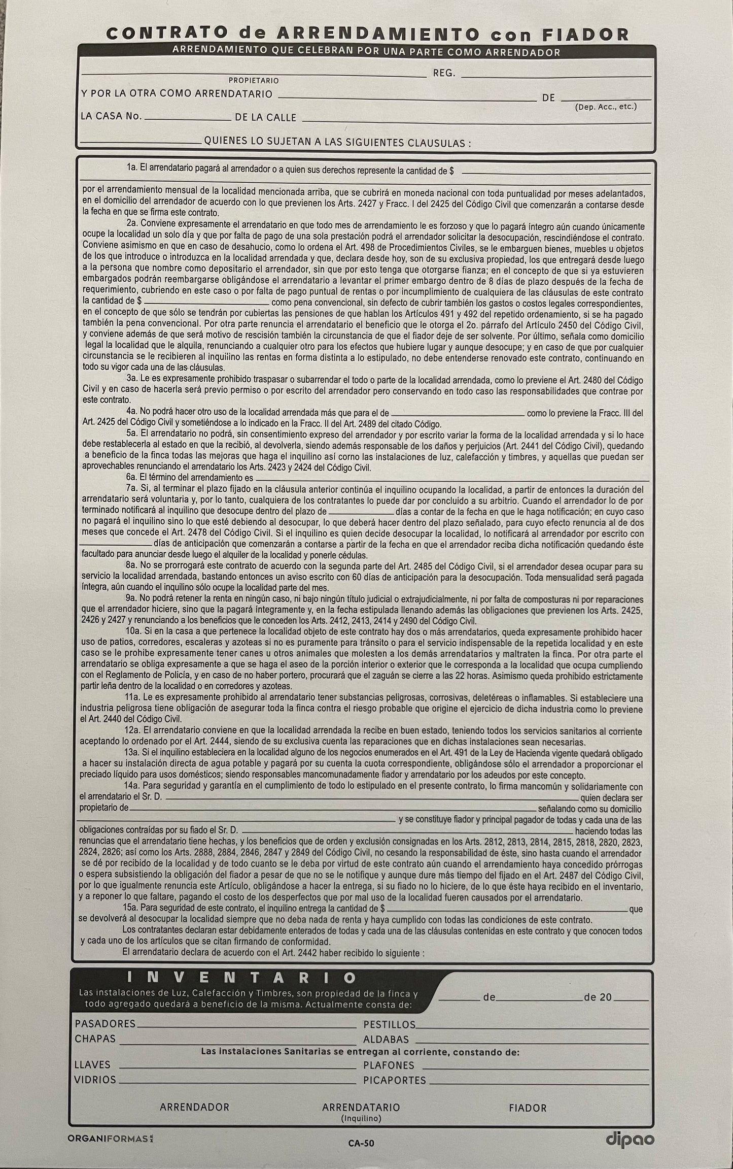 CONTRATO ARRENDAMIENTO T/O C/U FORMAS